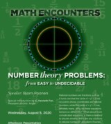 2020 August 5 — “Number Theory Problems: From Easy to Undecidable” with Bjorn Poonen